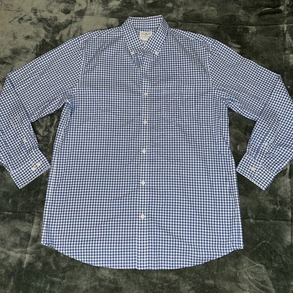 L.L. Bean Other - L.L. Bean Shirt Men's Medium Blue White Gingham Cotton Long Sleeve Button-Down